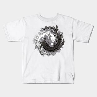 yin yang creature  axolotl Japanese symbol healing Kids T-Shirt